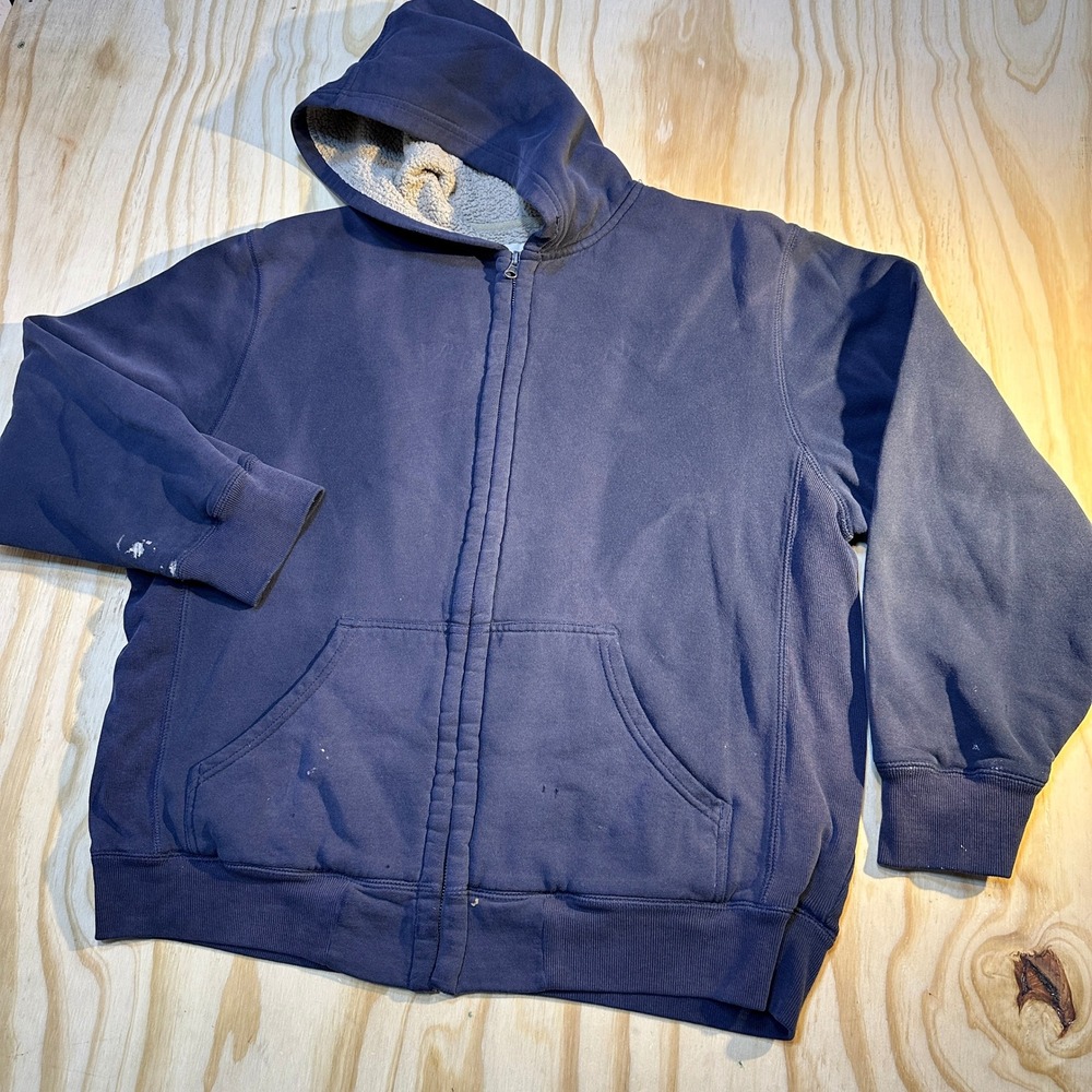 Faded Glory Men's Originals Full Zip Sherpa Lined Hoodie Jacket Navy Size L